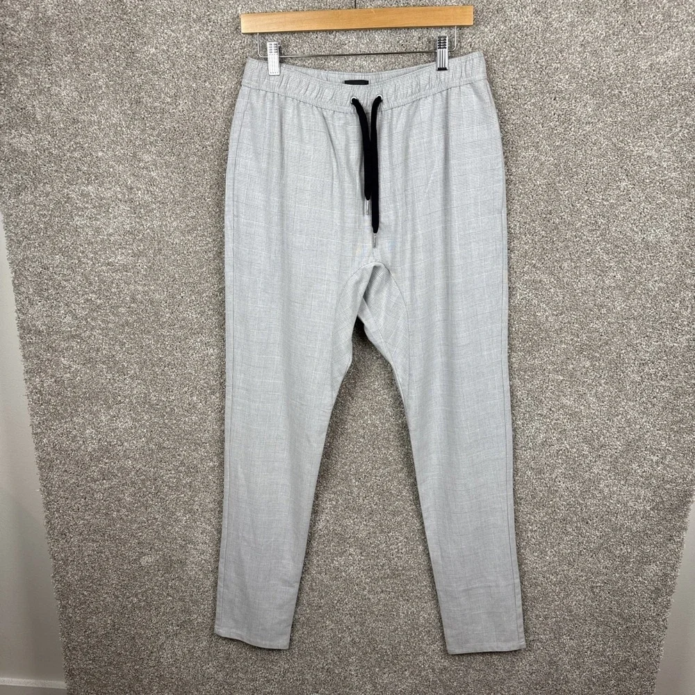 Zanerobe Mens Size 34 Gray Glen Plaid Jogger Pants Elastic Waist Drawstring